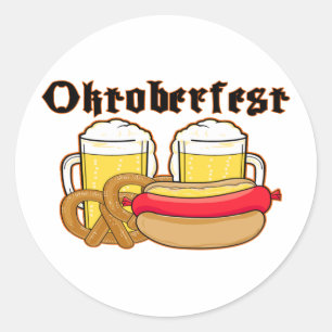 Oktoberfest Bratwurst & Beer Classic Round Sticker