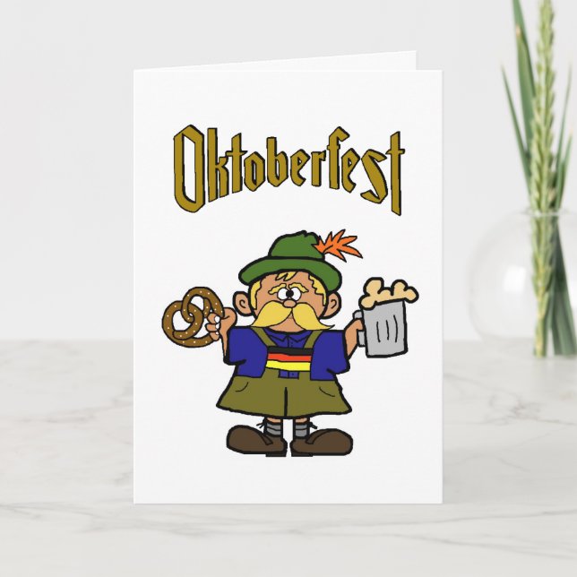 Oktoberfest Cartoon German Man Greeting Card (Front)