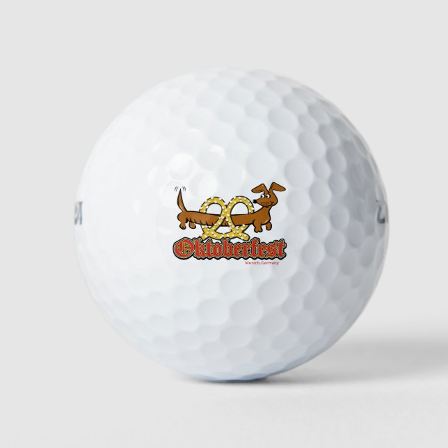 Oktoberfest-Cartoon-Pretzel-Doxie Golf Balls (Front)