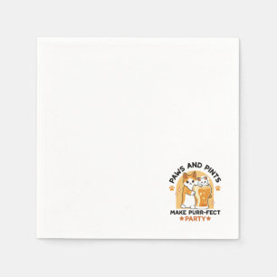 Oktoberfest Cat Party Paws and Pints Napkin