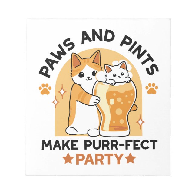 Oktoberfest Cat Party Paws and Pints Notepad (Front)