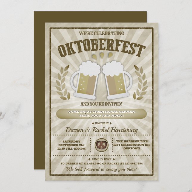 Oktoberfest Celebration Party Invitations (Front/Back)