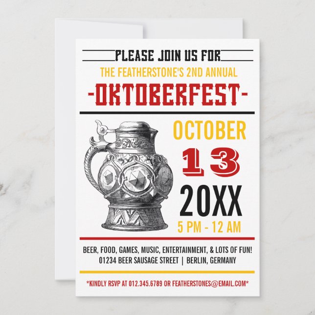 Oktoberfest Celebration Party Invitations (Front)
