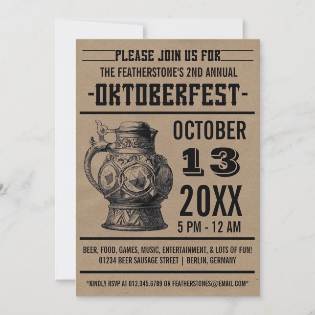 Oktoberfest Celebration Party Invitations (Front)