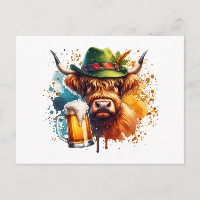 Oktoberfest Cow Postcard (Front)