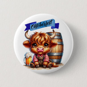 Oktoberfest Cow With Beer 6 Cm Round Badge