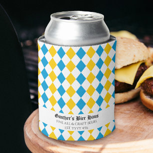 Oktoberfest Custom Mediaeval Text Blue White Yello Can Cooler