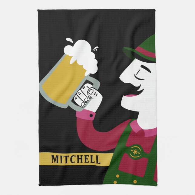 Oktoberfest custom name kitchen towel (Vertical)