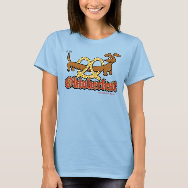 Oktoberfest Dachshund and Pretzel T-Shirt (Front)