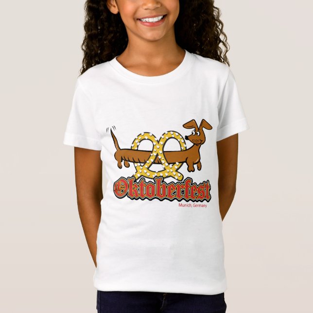 Oktoberfest Dachshund and Pretzel T-Shirt (Front)