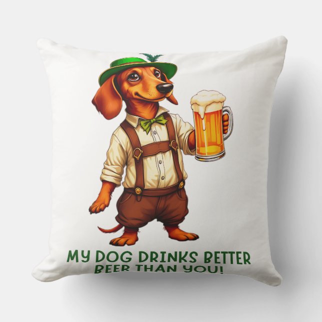 Oktoberfest Dachshund Dog Cushion (Front)
