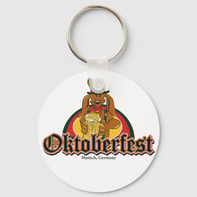Oktoberfest Dachshund Key Ring (Front)