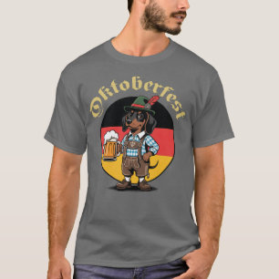 Oktoberfest Dachshund Lederhosen German Flag Beer T-Shirt