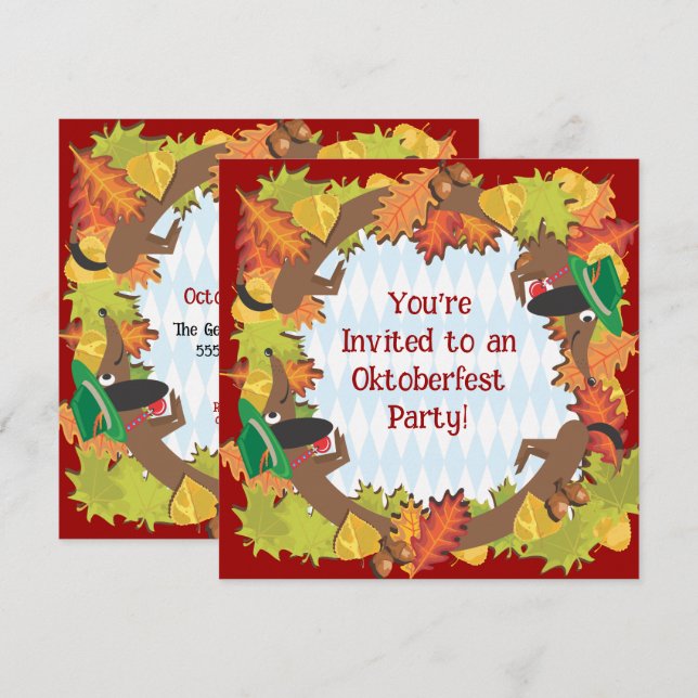 Oktoberfest dachshund Party Invitation (Front/Back)