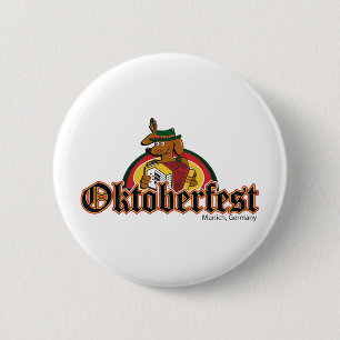 OKTOBERFEST Dachshund Playing Accordian 6 Cm Round Badge
