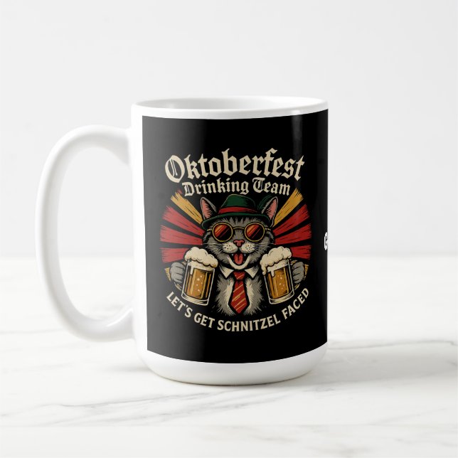 Oktoberfest Drinking Team Lets Get Schnitzel Faced Coffee Mug (Left)
