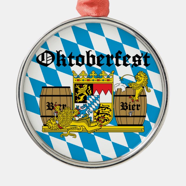 Oktoberfest - Drunk Lions Metal Tree Decoration (Front)