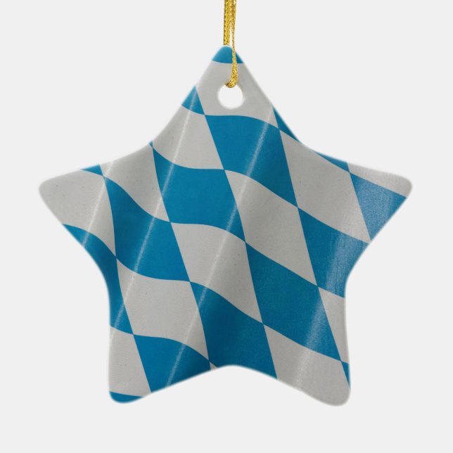Oktoberfest Flag Colours Bavaria Bayern Ceramic Tree Decoration (Back)