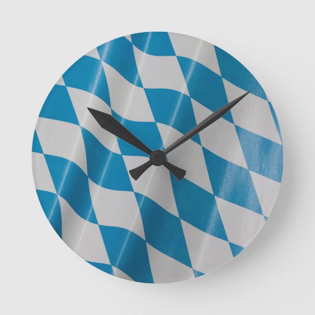Oktoberfest Flag Colours Bavaria Bayern Round Clock (Front)