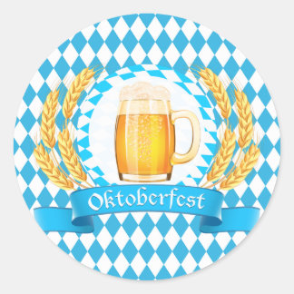 Oktoberfest Frothy Beer Mug Classic Round Sticker