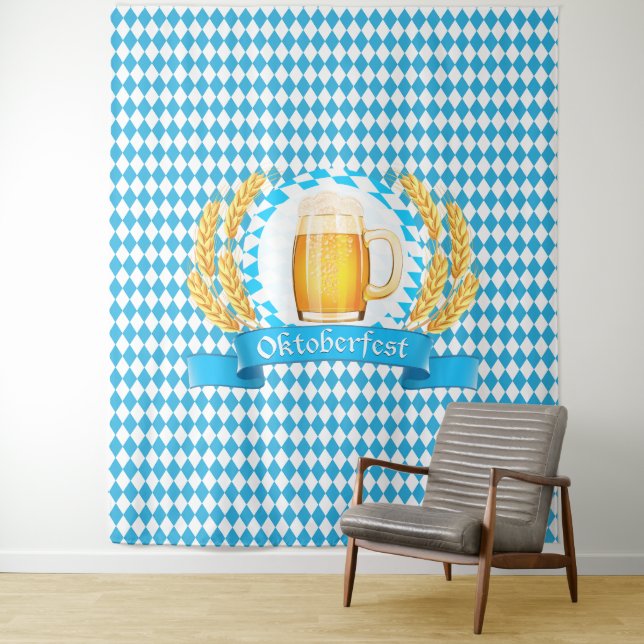 Oktoberfest Frothy Beer Mug Tapestry (In Situ)