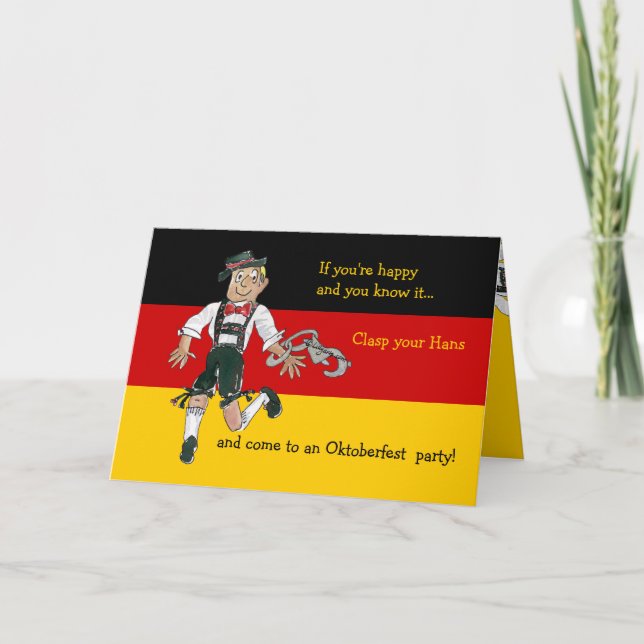 Oktoberfest Funny Cartoon Invitation Card (Front)