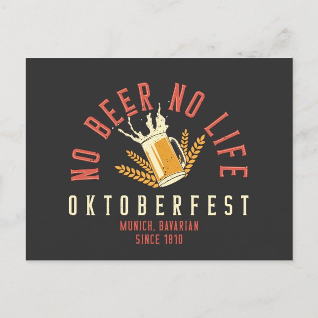 Oktoberfest Funny No Beer No Life Postcard (Front)