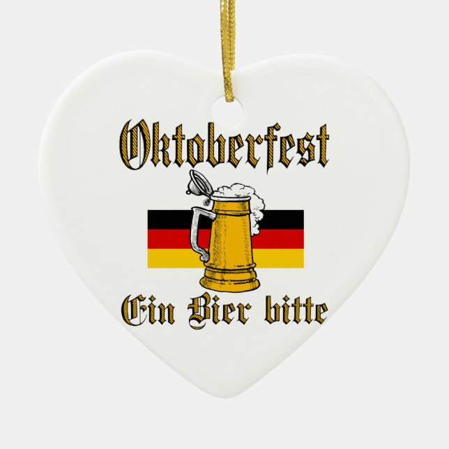 Oktoberfest Gear Ceramic Tree Decoration (Front)