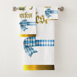 Oktoberfest Genuine Bavaria Crest Gift and Guest  Bath Towel Set