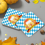 Oktoberfest German Beer Festival Square Paper Coaster<br><div class="desc">Celebrate Oktoberfest,  the famous annual beer festival in Munich,  Germany. This colourful design features a pair of beer mugs and a banner with the German flag colours over a background in Bavarian flag colours. They are a great choice for your Oktoberfest party or celebration,  wherever you celebrate this occasion.</div>