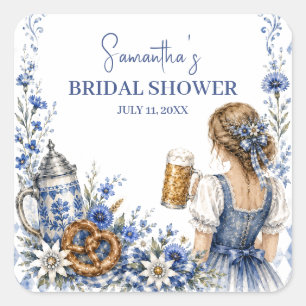 Oktoberfest German Beer Pretzel Bridal Shower Square Sticker