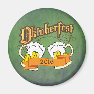 Oktoberfest German Festival Beer Steins Typography Magnet