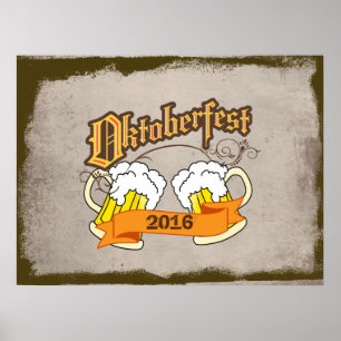 Oktoberfest German Festival Beer Steins Typography Poster