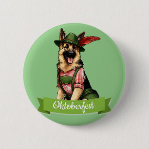 Oktoberfest German Shepherd Dog 6 Cm Round Badge