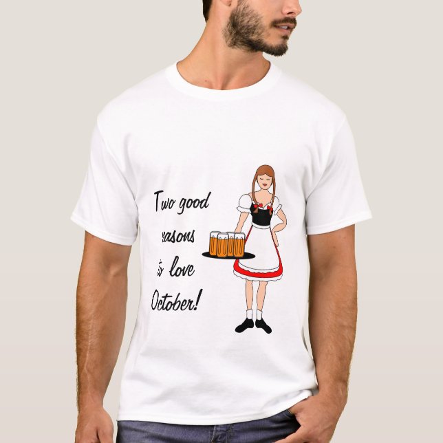 Oktoberfest Girl and Beer -- Customisable T-Shirt (Front)
