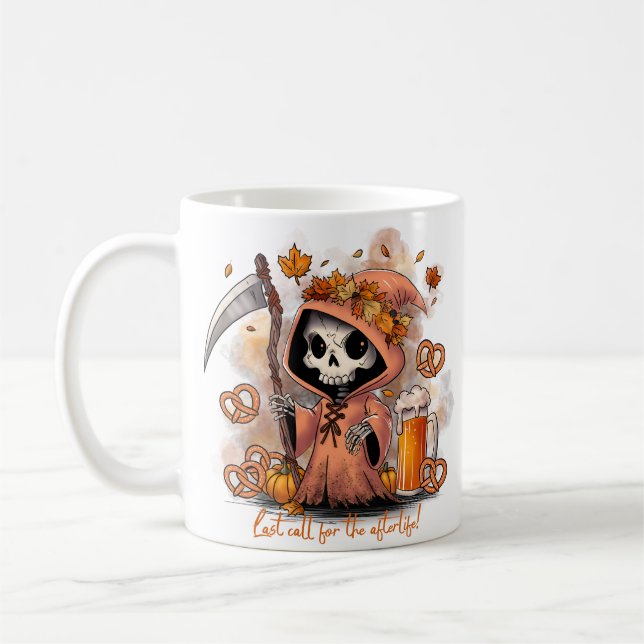 Oktoberfest Grim Reaper Coffee Mug (Left)