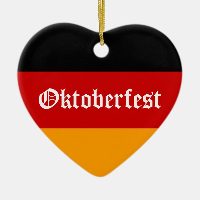 Oktoberfest Heart Ceramic Tree Decoration (Front)