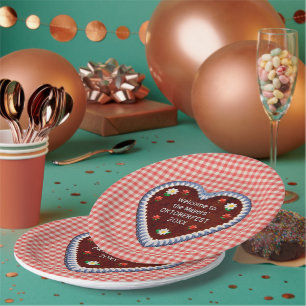 Oktoberfest Heart (customizable)  Paper Plate