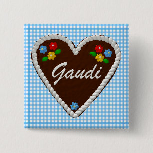 Oktoberfest Heart "Gaudi" 15 Cm Square Badge