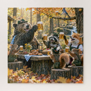 Oktoberfest In the Forest with Wildlife Jigsaw Puzzle