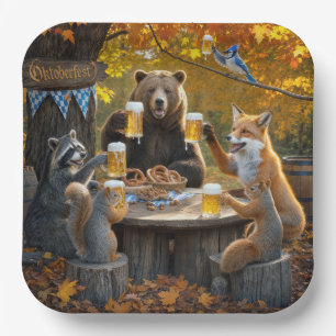 Oktoberfest In the Forest with Wildlife Paper Plate