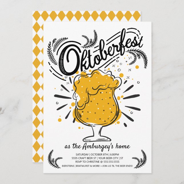Oktoberfest Invitation - Beer Invitation (Front/Back)