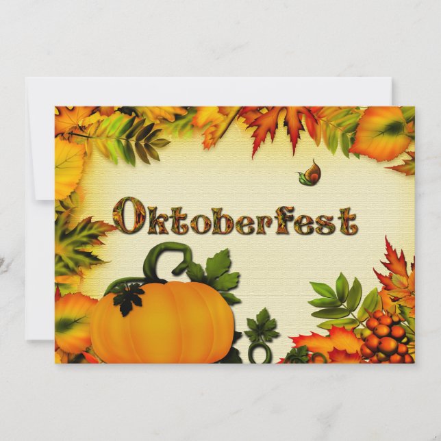 OKTOBERFEST - INVITATION -  FALL/LEAVES/PUMPKIN (Front)