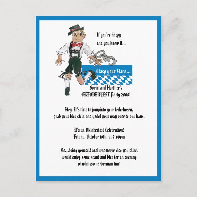 Oktoberfest Invitation Personalised Postcards (Front)
