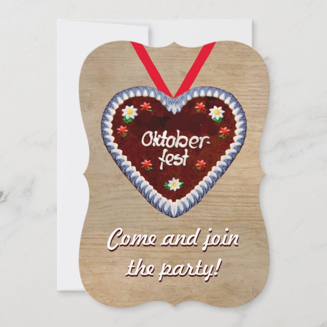Oktoberfest Invitation with a Gingerbread Heart (Front)