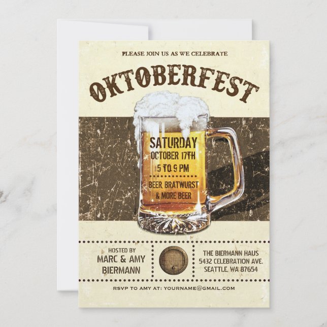 Oktoberfest Invitations - Vintage Rustic v.2 (Front)