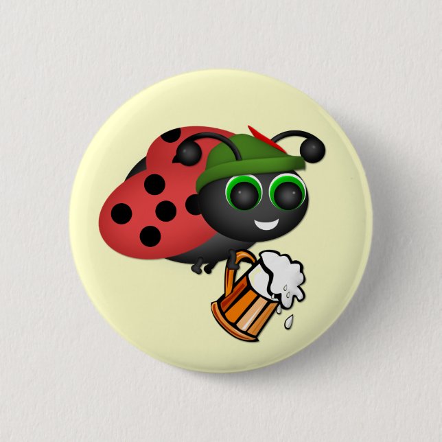 Oktoberfest Ladybug with Beer 6 Cm Round Badge (Front)