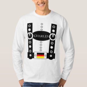 Oktoberfest Lederhosen Funny Add Name BW T-Shirt