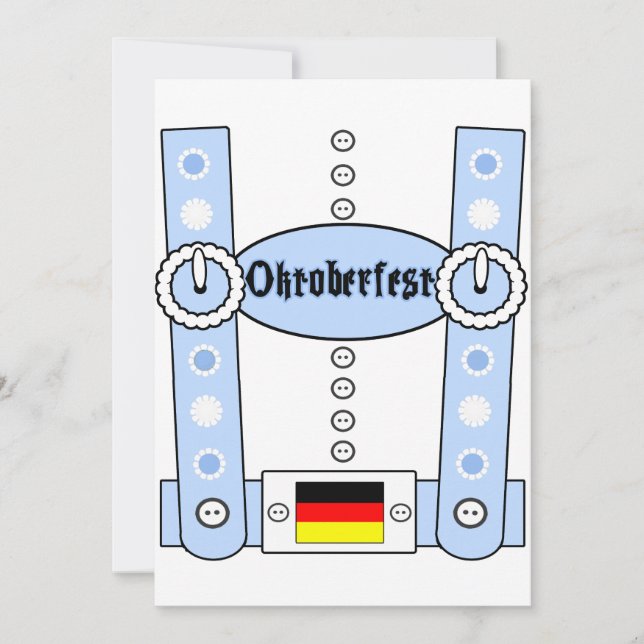 Oktoberfest Lederhosen Funny Blue Invitation (Front)