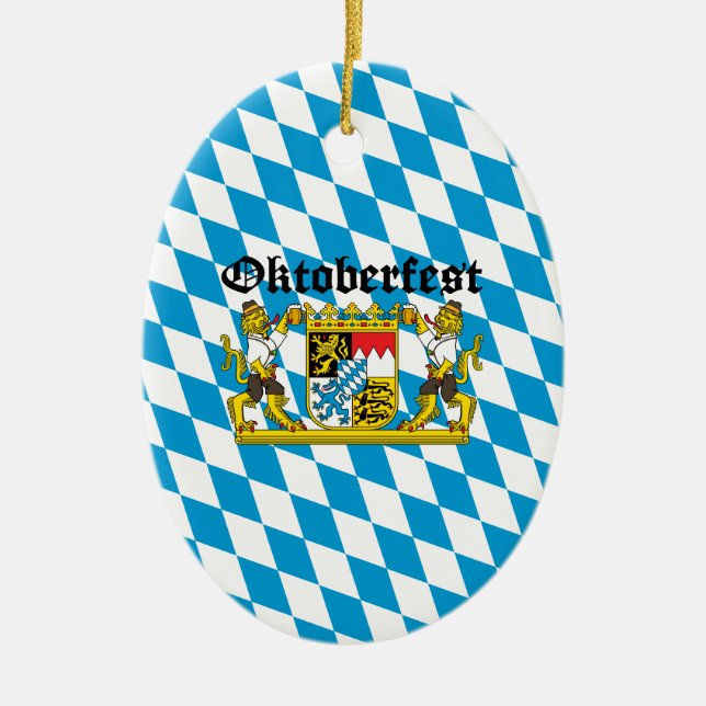 Oktoberfest - Leones con cerveza Ceramic Tree Decoration (Front)
